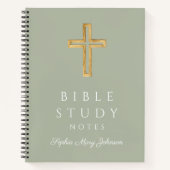 Personalisiert Sage Green Religious Cross Notizblock (Vorderseite)
