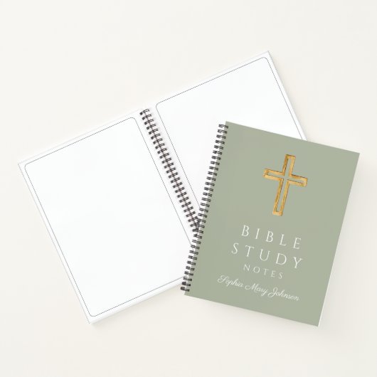 Personalisiert Sage Green Religious Cross Notizblock (Innenseite)