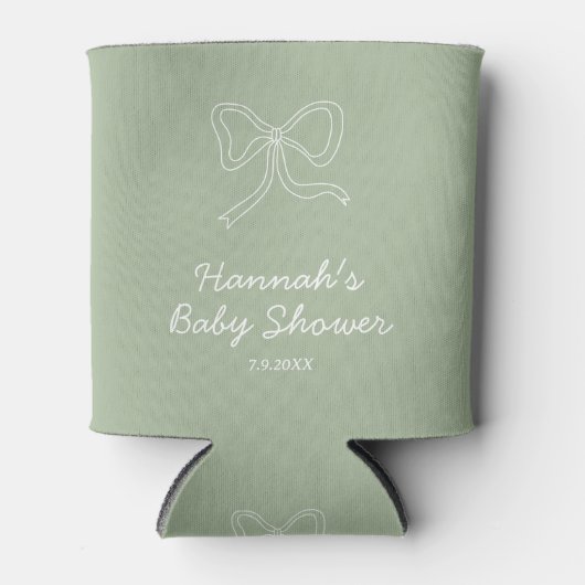Personalisiert Sage Green Ribbon Baby Dusche Gefal Dosenkühler (Vorderseite)