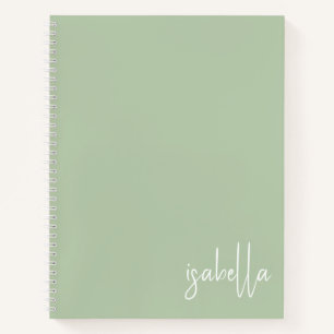 Personalisiert Sage Green Spirale Notebook Notizblock