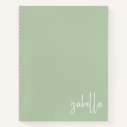 Personalisiert Sage Green Spirale Notebook Notizblock (Vorderseite)