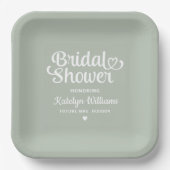 Personalisiert Sage Green Wedding Brautparty Pappteller (Vorderseite)