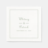 Personalisiert Sage Green Wedding Serviette (Vorderseite)