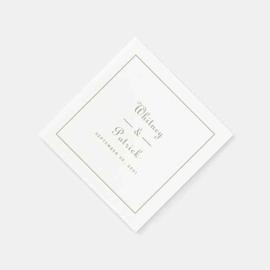 Personalisiert Sage Green Wedding Serviette (Ecke)