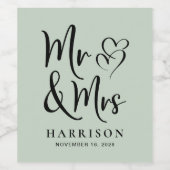 Personalisiert Sage Green Wedding Weinetikett (Einzelnes Label)
