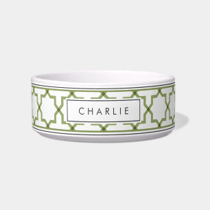 Personalisiert Sage Green & White Star Muster Napf