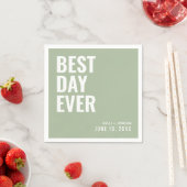 Personalisiert Sage Modern Best Day Ever Wedding Serviette (Beispiel)