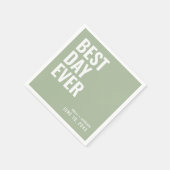 Personalisiert Sage Modern Best Day Ever Wedding Serviette (Ecke)