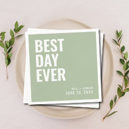 Personalisiert Sage Modern Best Day Ever Wedding Serviette