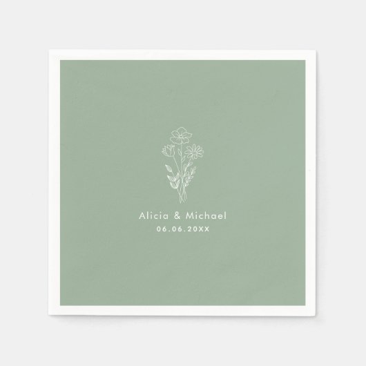 Personalisiert Sage Wedding Napkins: Custom Design Serviette (Vorderseite)