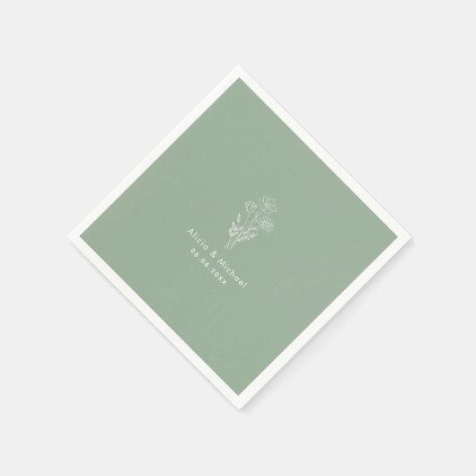 Personalisiert Sage Wedding Napkins: Custom Design Serviette (Ecke)