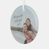 Personalisiert sagte sie ja Verlobt Foto Weihnacht Ornament Aus Glas (Vorderseite links)