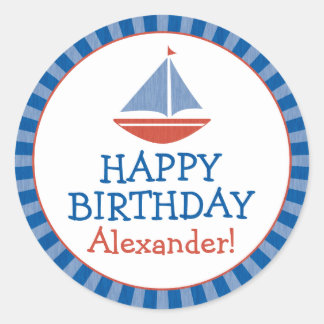 Personalisiert Sailboat Kindergeburtstag Sticker v