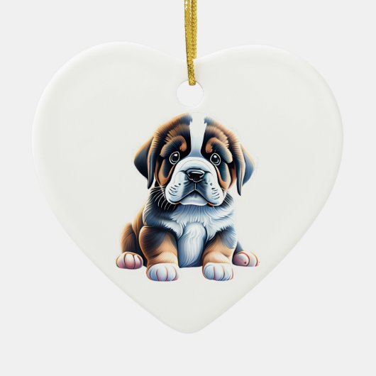 Personalisiert Saint Bernard Puppy Keramik Ornament (Vorne)