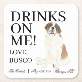 Personalisiert Saint Bernard Wedding Rechteckiger Pappuntersetzer