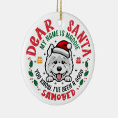 Personalisiert Samoyed Dog Christmas Tree Round Keramik Ornament (Rechts)