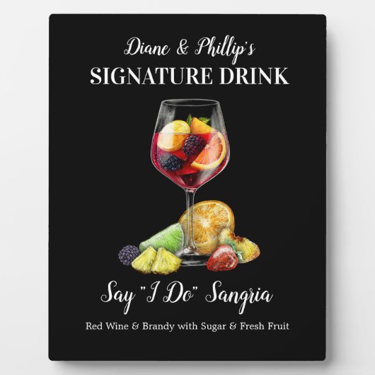 Personalisiert Sangria Cocktail Bar Drink Zeichen Fotoplatte (Vorderseite)
