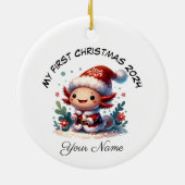 Personalisiert Santa Axolotl Keramik Ornament (Hinten)