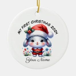 Personalisiert Santa Bunny First Weihnachten Keramik Ornament