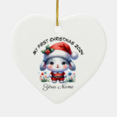 Personalisiert Santa Bunny First Weihnachten Keramik Ornament (Hinten)
