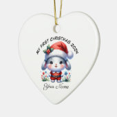 Personalisiert Santa Bunny First Weihnachten Keramik Ornament (Links)