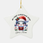Personalisiert Santa Bunny First Weihnachten Keramik Ornament (Vorne)