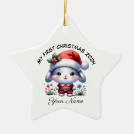 Personalisiert Santa Bunny First Weihnachten Keramik Ornament