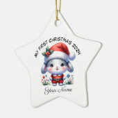 Personalisiert Santa Bunny First Weihnachten Keramik Ornament (Links)