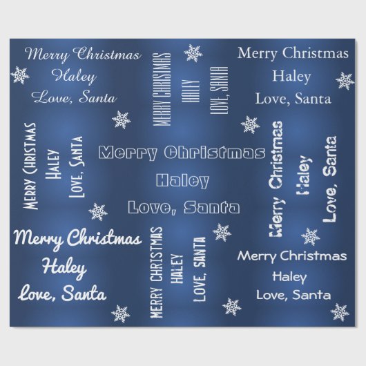 Personalisiert Santa Christmas Blue Geschenkpapier (Flach)
