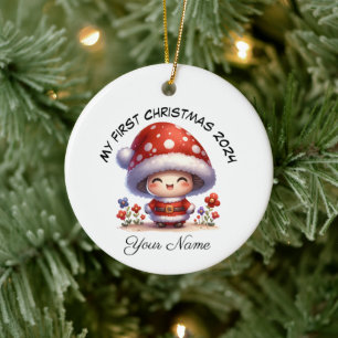 Personalisiert Santa Mushroom Erste Weihnachtsfeie Keramik Ornament