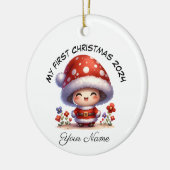 Personalisiert Santa Mushroom Erste Weihnachtsfeie Keramik Ornament (Links)