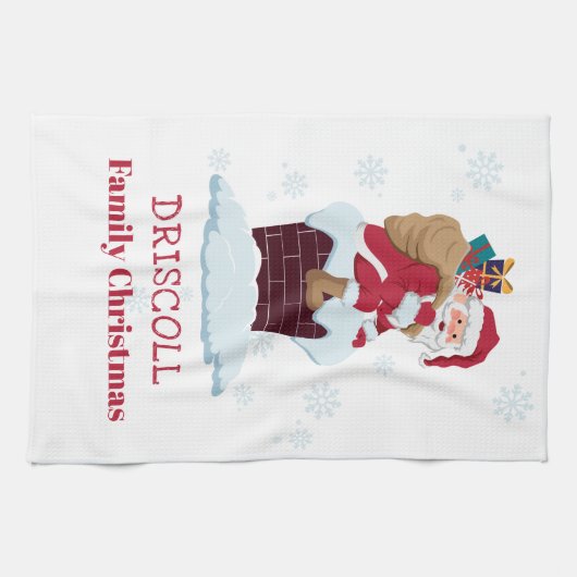 Personalisiert Santa on Roof Christmas Chimney Geschirrtuch (Horizontal)