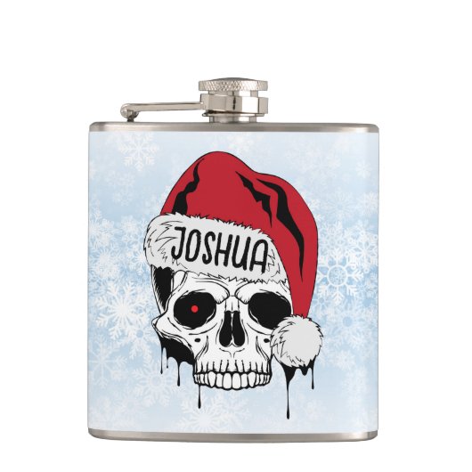 Personalisiert Santa Skull Flachmann (Vorderseite)