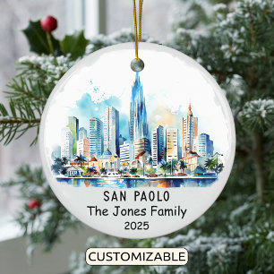 Personalisiert São Paolo Ornament, Brasilien Keramik Ornament