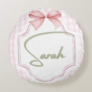 Personalisiert Sarah Baby Girl Kinderzimmer Bow&Gi Rundes Kissen