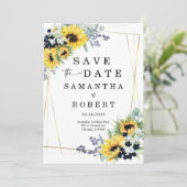 Personalisiert Save the Date mit Sonnenblumen Einladung (Stehend Vorderseite)