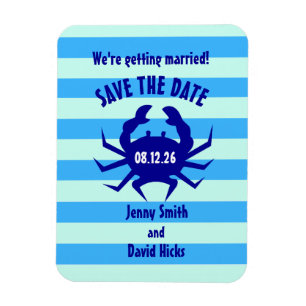 Personalisiert Save the Date Nautical Blue Crab Magnet