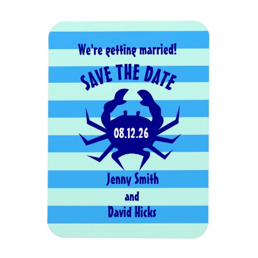 Personalisiert Save the Date Nautical Blue Crab Magnet (Vertikal)