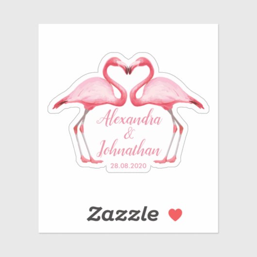 Personalisiert Save the Date rosa Flamingos Aufkleber (Blatt)