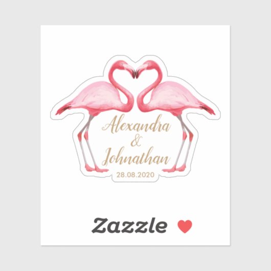 Personalisiert Save the Date rosa Flamingos Aufkleber (Blatt)