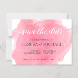 Personalisiert Save the Date, rosa Hochzeitsschrif Magneteinladung