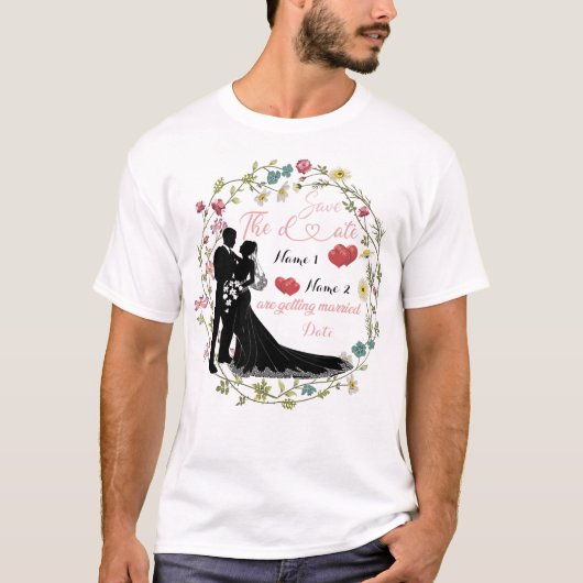 Personalisiert Save the Date werden wir verheirate T-Shirt (Vorderseite)