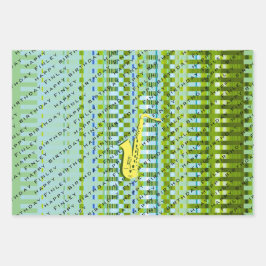 Personalisiert Saxophon Moderne Sax Name Geburtsta Geschenkpapier Set