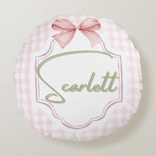 Personalisiert Scarlett Baby Girl Kinderzimmer Gin Rundes Kissen (Vorderseite)