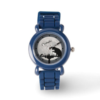 Personalisiert Schach Vollmond Katze in Mausspiel Armbanduhr