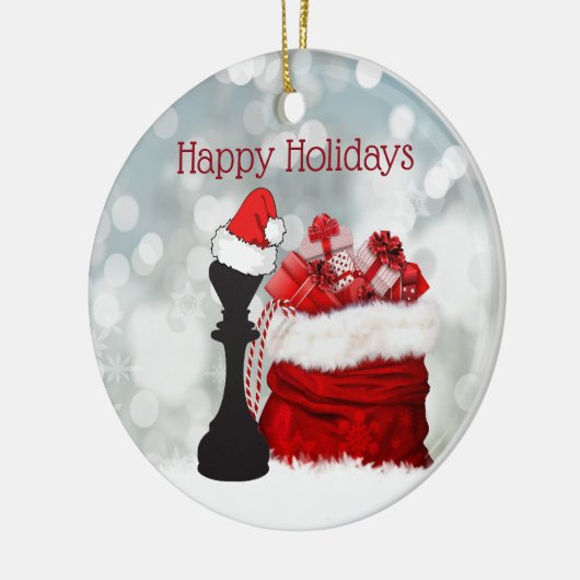 Personalisiert Schach Winterschnee Weihnachten Keramikornament (Links)