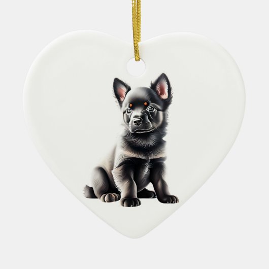 Personalisiert Schipperke Puppy Keramik Ornament (Vorne)