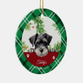 Personalisiert Schnauzer Erster Weihnachten Keramik Ornament (Rechts)