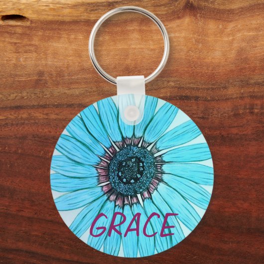 Personalisiert Schöne Blume Schlüsselanhänger (Vorderseite)