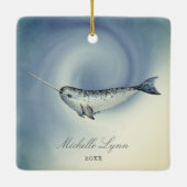 Personalisiert Schöne Narwhal Weihnachten Keramikornament (Rückseite)